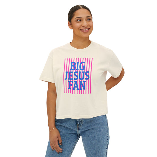 Big Jesus Fan Women's Boxy Tee — Graphic Christian Faith Shirt