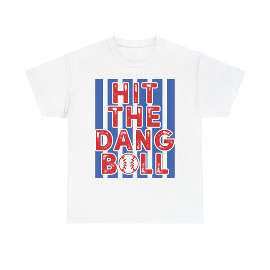 Baseball 'Hit The Dang Ball' Graphic Tee — Retro Striped Sports Shirt