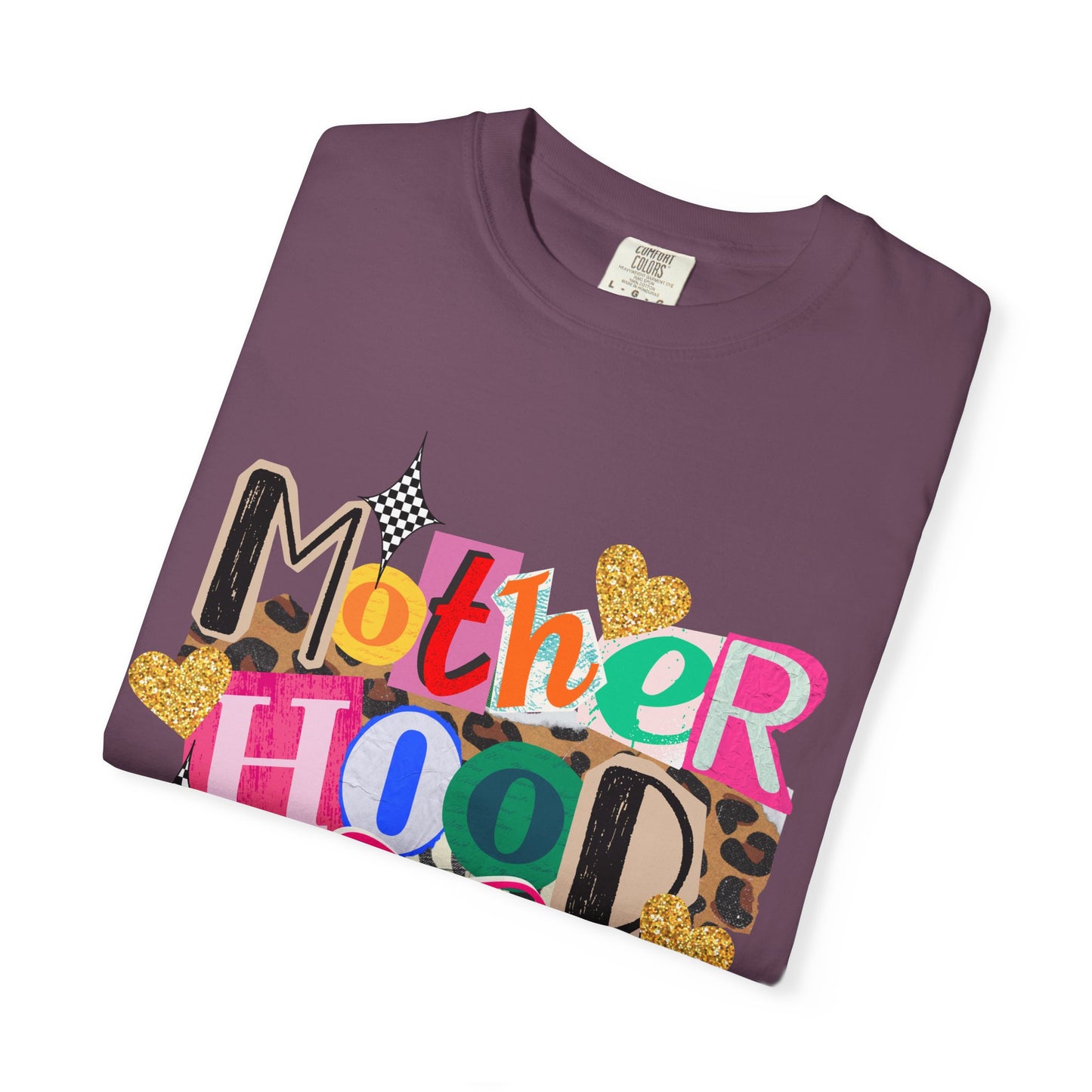 Motherhood Graphic T-Shirt — Colorful Leopard & Ribbon Mom Tee
