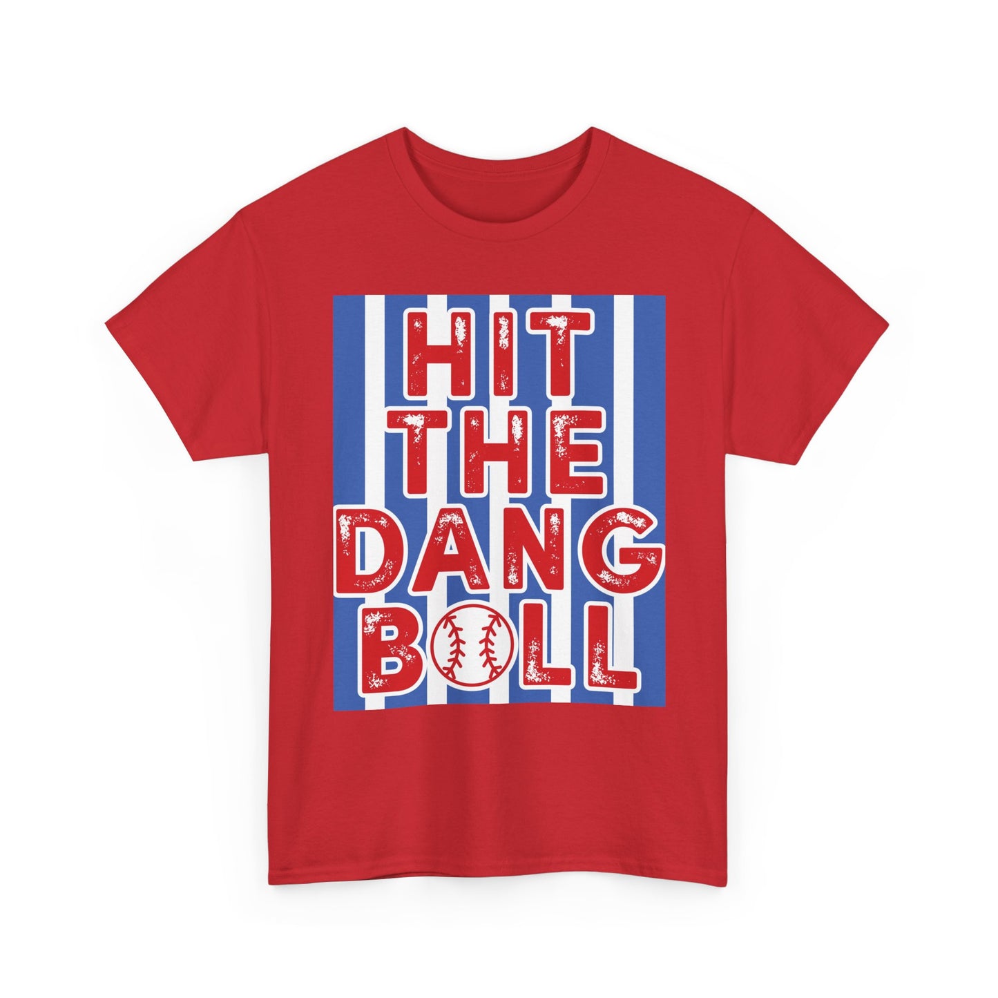 Baseball 'Hit The Dang Ball' Graphic Tee — Retro Striped Sports Shirt