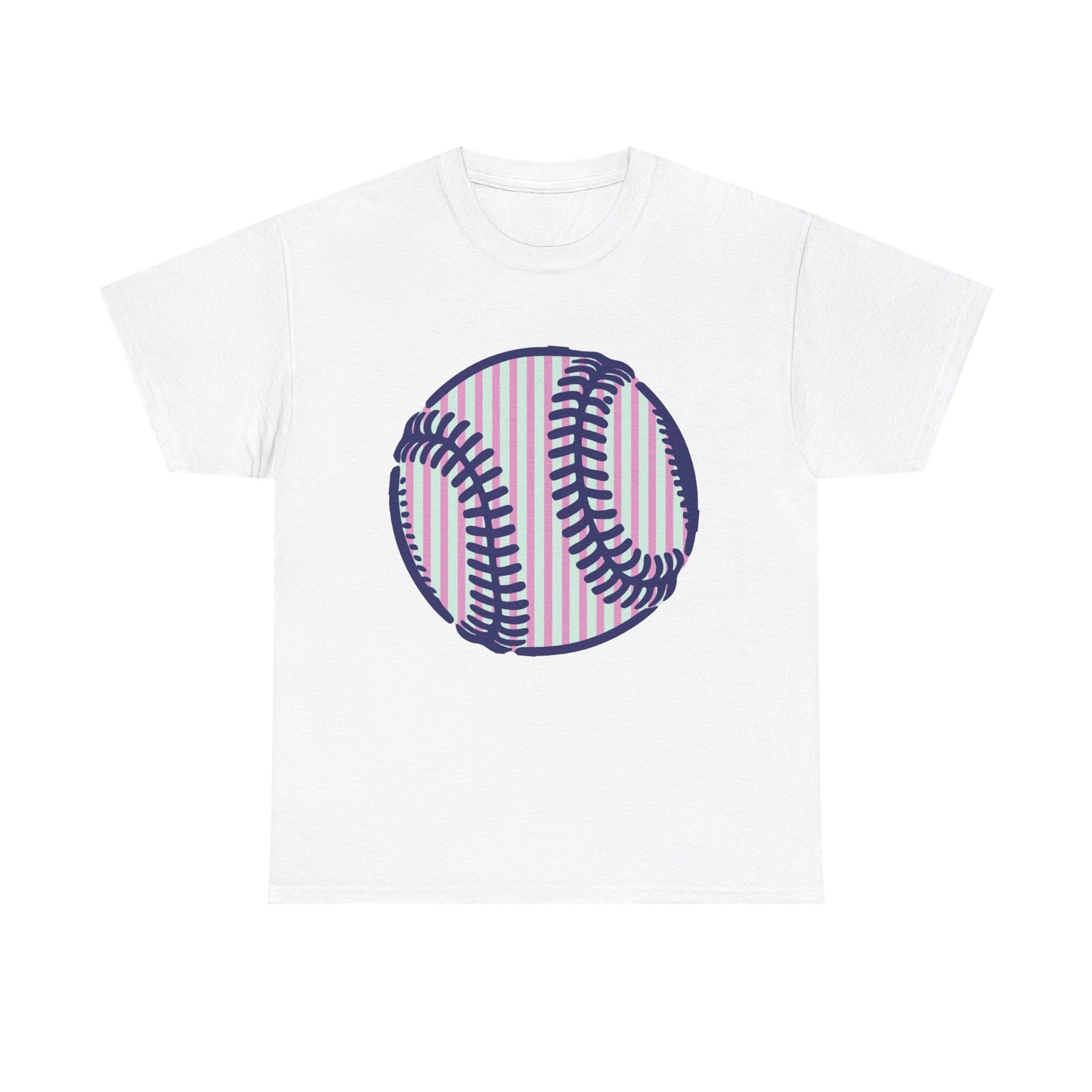 Baseball Graphic Tee — Pink Striped Ball Design