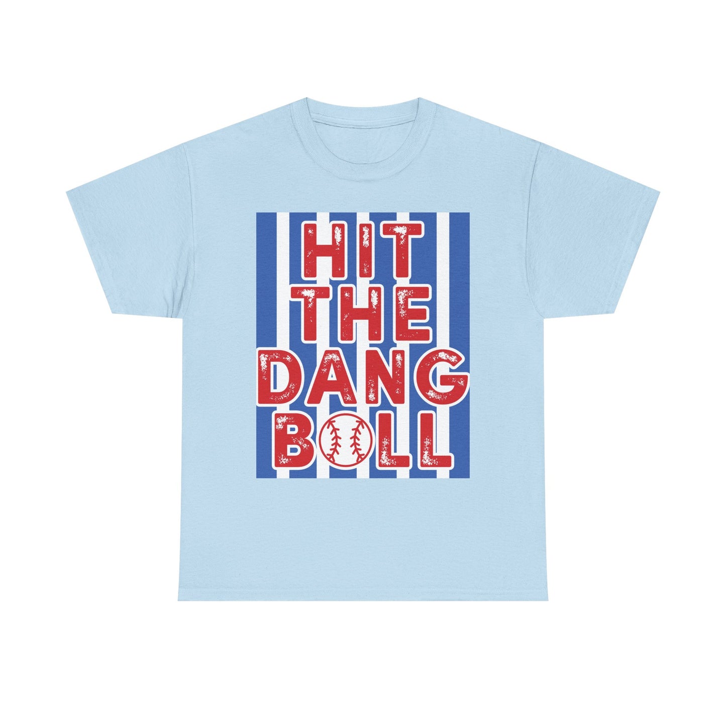 Baseball 'Hit The Dang Ball' Graphic Tee — Retro Striped Sports Shirt
