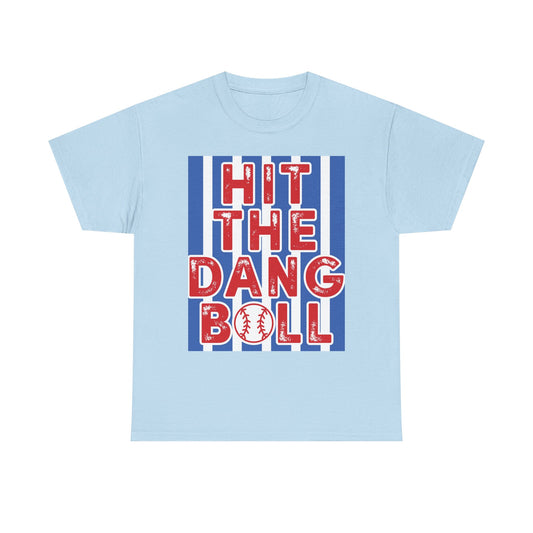 Baseball 'Hit The Dang Ball' Graphic Tee — Retro Striped Sports Shirt
