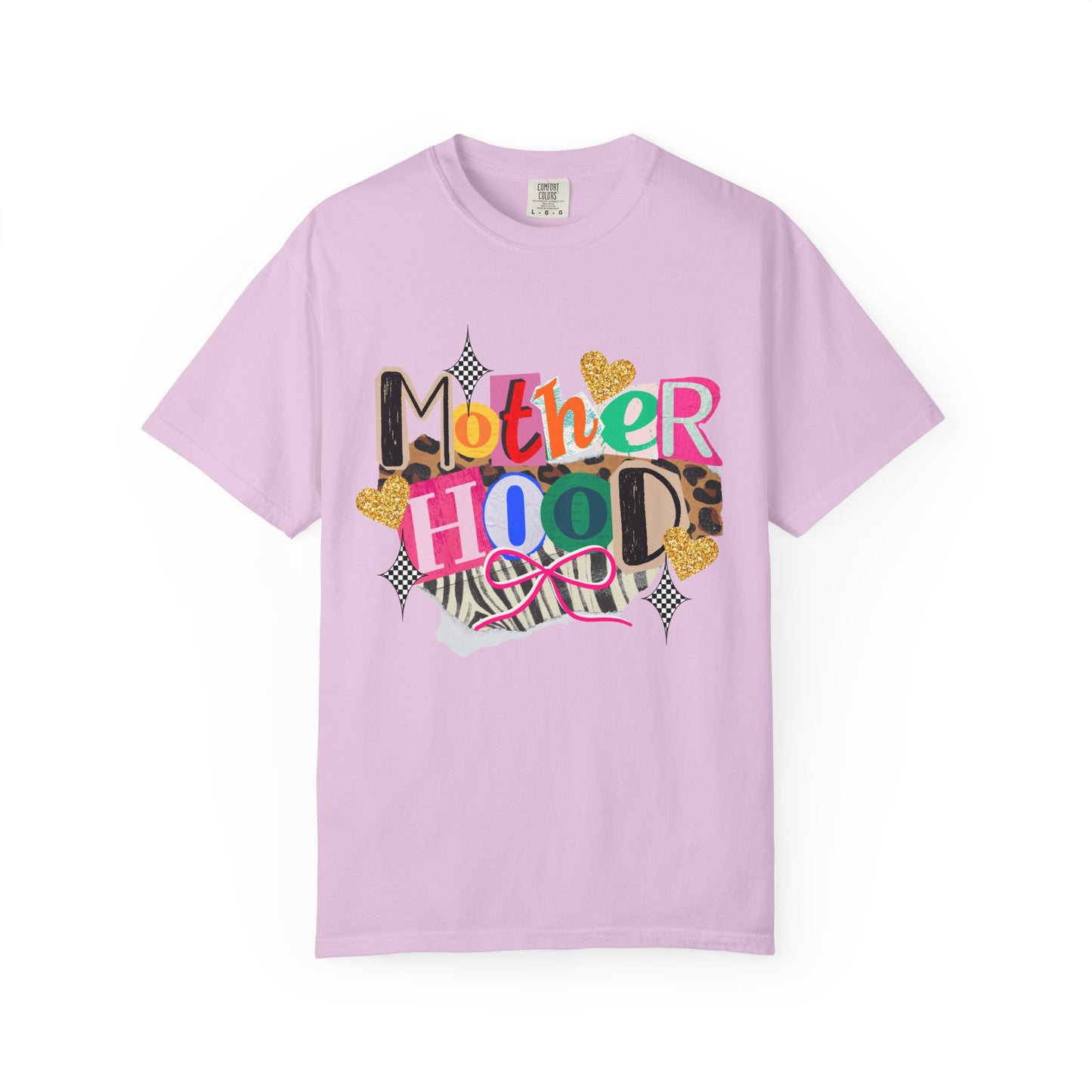Motherhood Graphic T-Shirt — Colorful Leopard & Ribbon Mom Tee