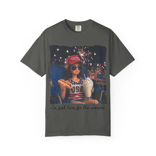 Fourth of July Fair T‑Shirt — “I’m Just Here for the Wieners” Americana Festival Tee