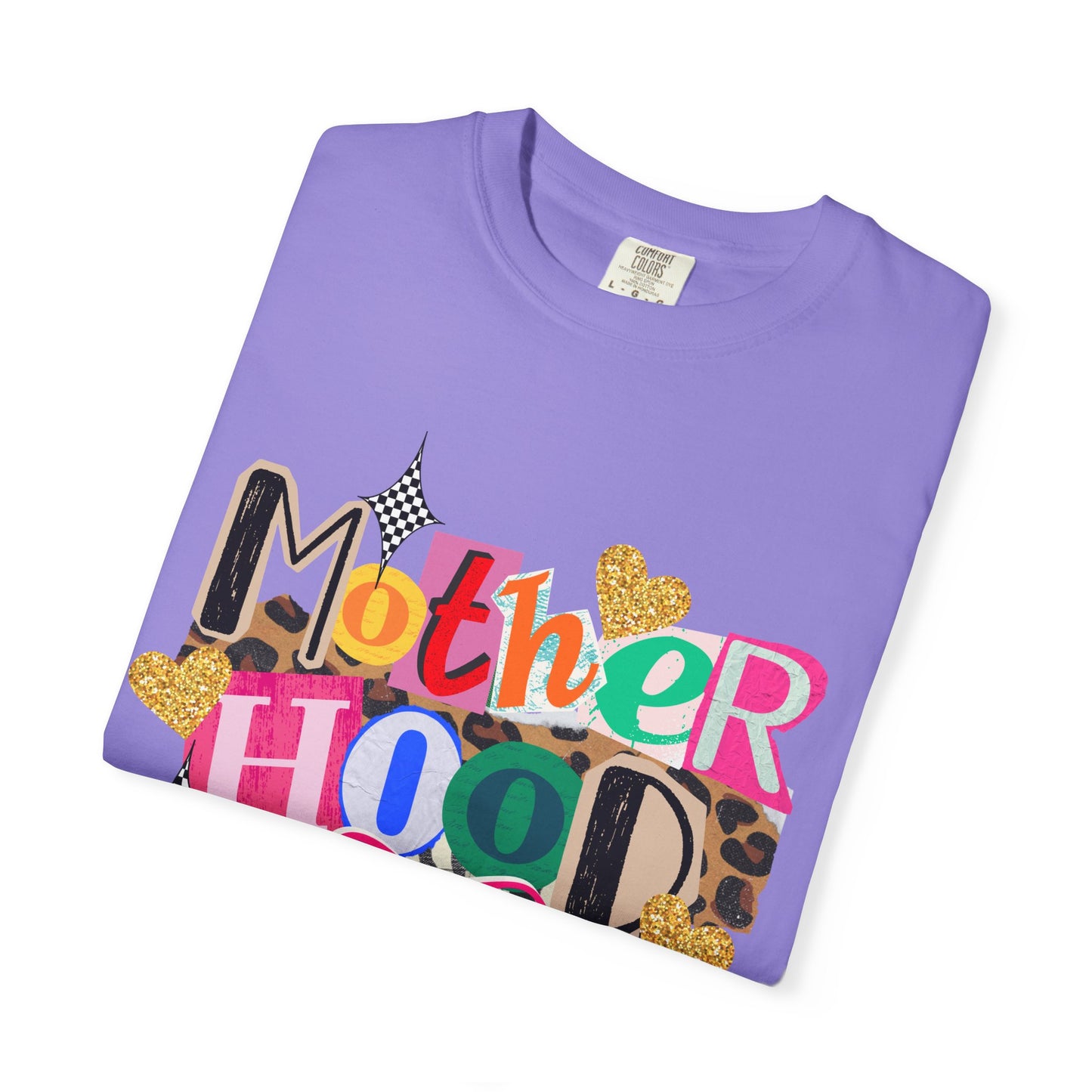Motherhood Graphic T-Shirt — Colorful Leopard & Ribbon Mom Tee