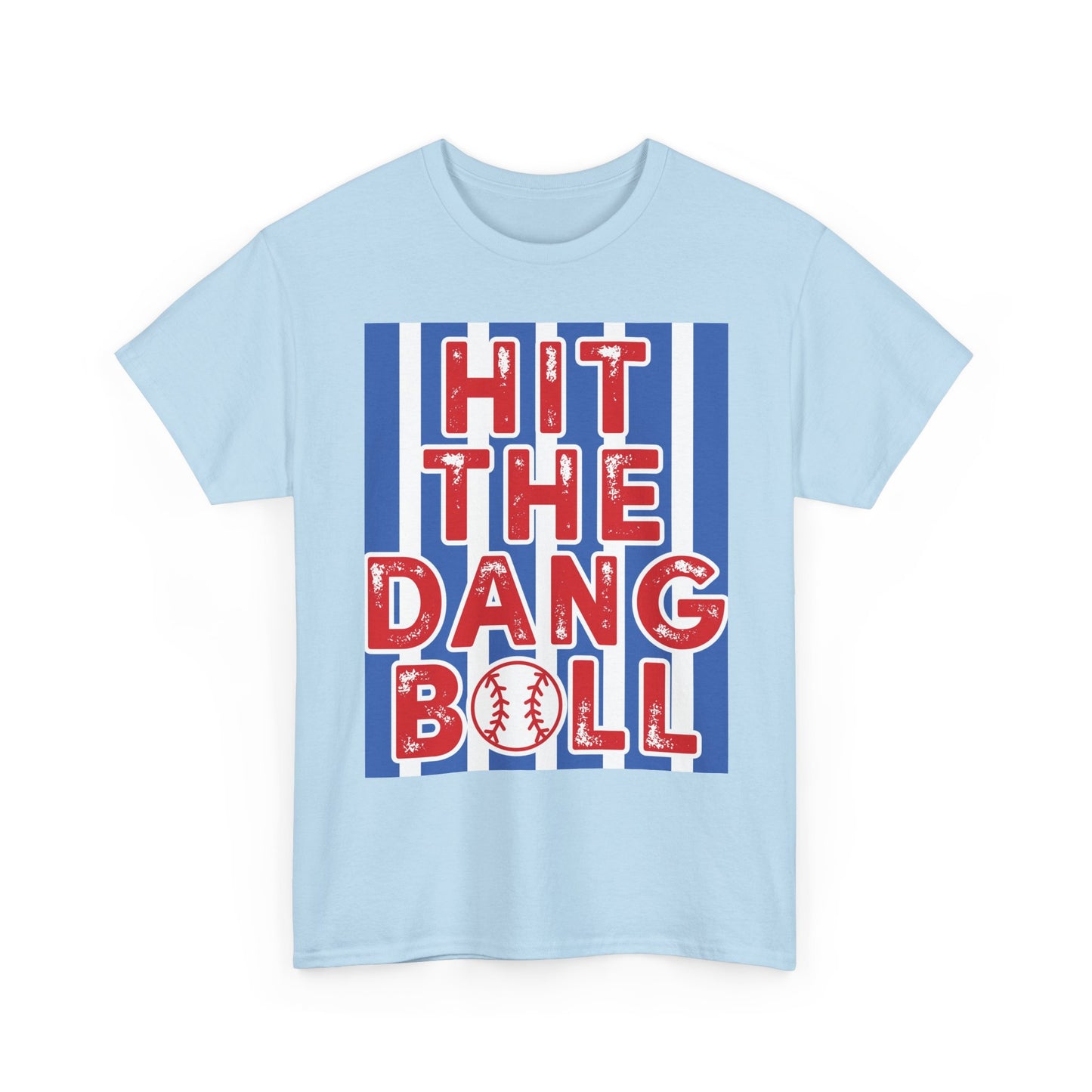Baseball 'Hit The Dang Ball' Graphic Tee — Retro Striped Sports Shirt