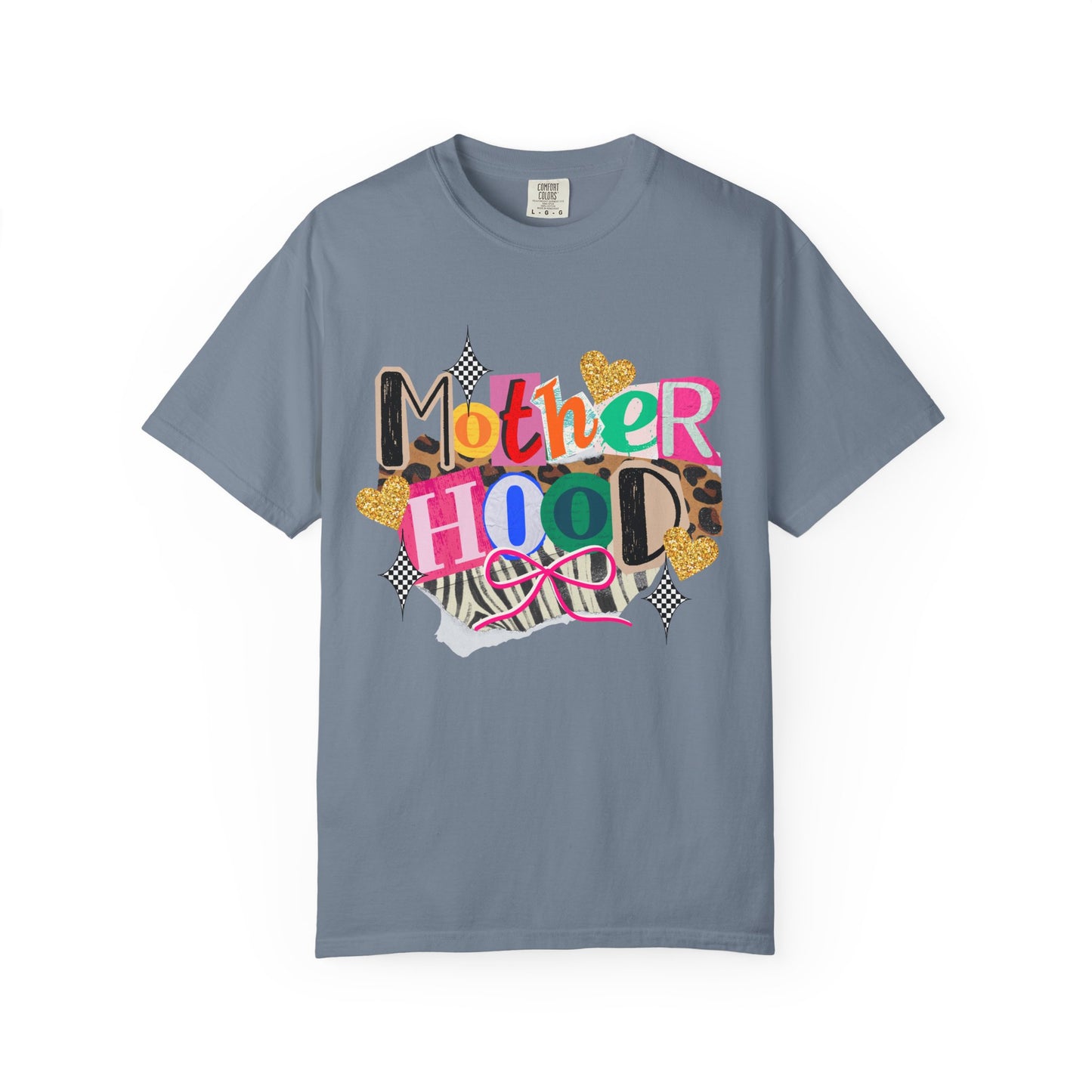 Motherhood Graphic T-Shirt — Colorful Leopard & Ribbon Mom Tee