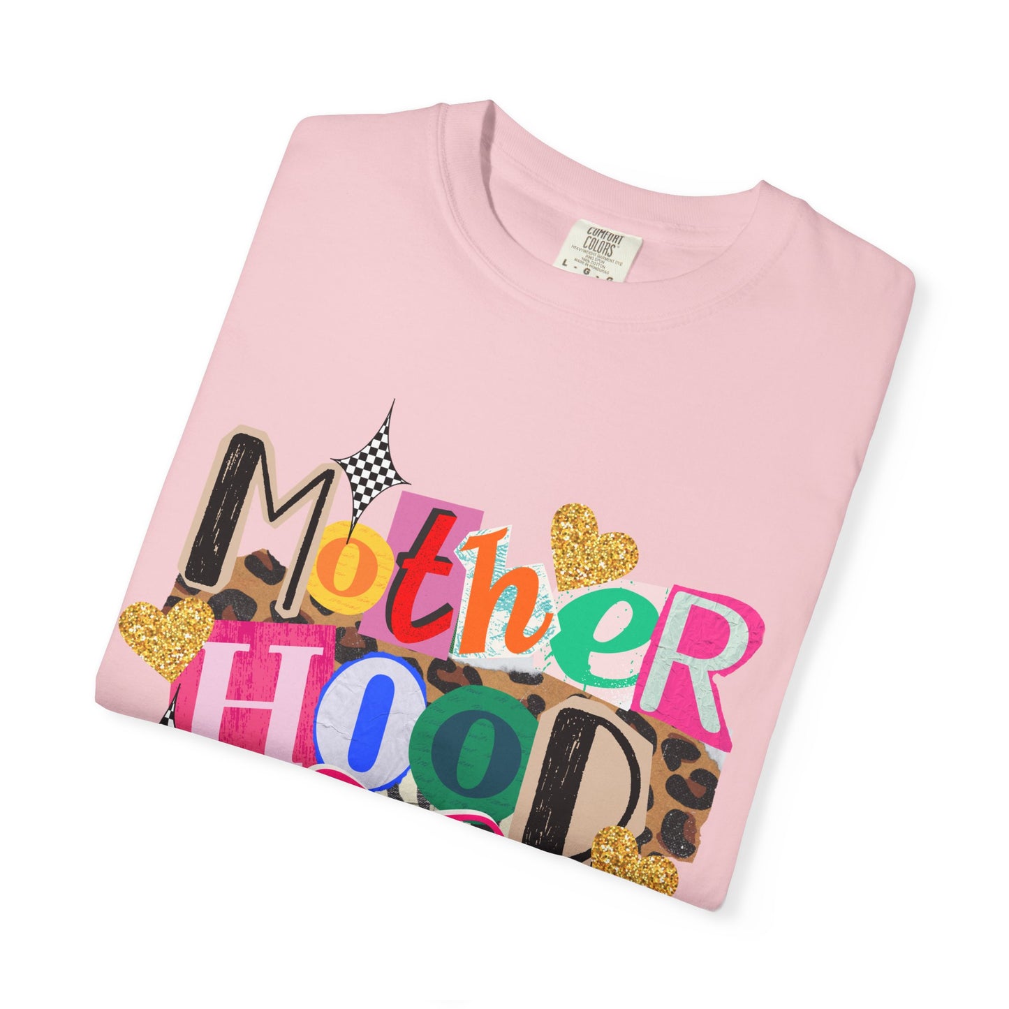 Motherhood Graphic T-Shirt — Colorful Leopard & Ribbon Mom Tee