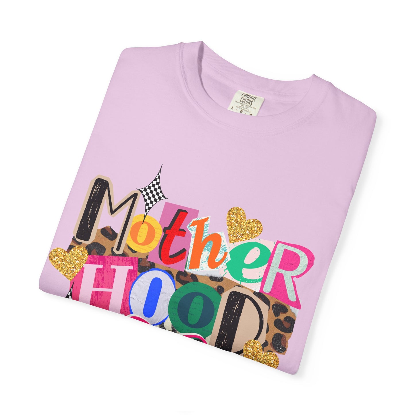 Motherhood Graphic T-Shirt — Colorful Leopard & Ribbon Mom Tee