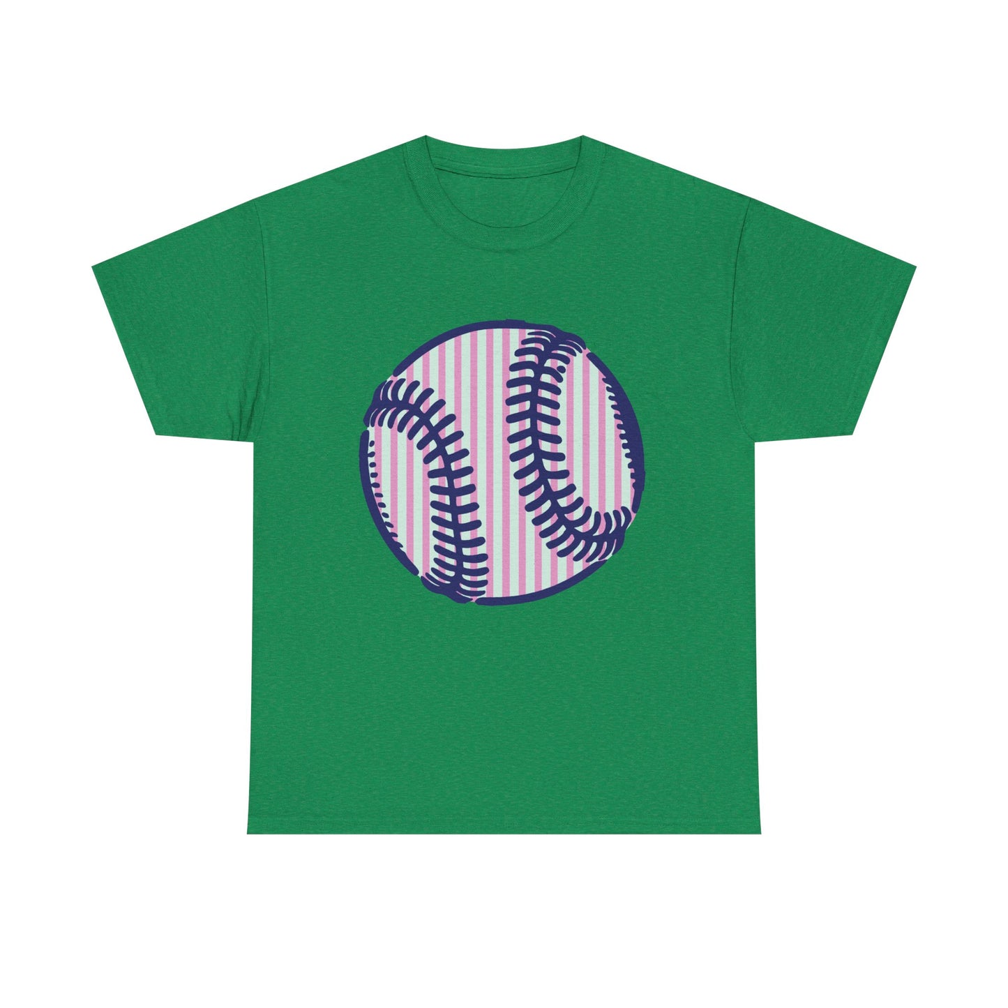 Baseball Graphic Tee — Pink Striped Ball Design