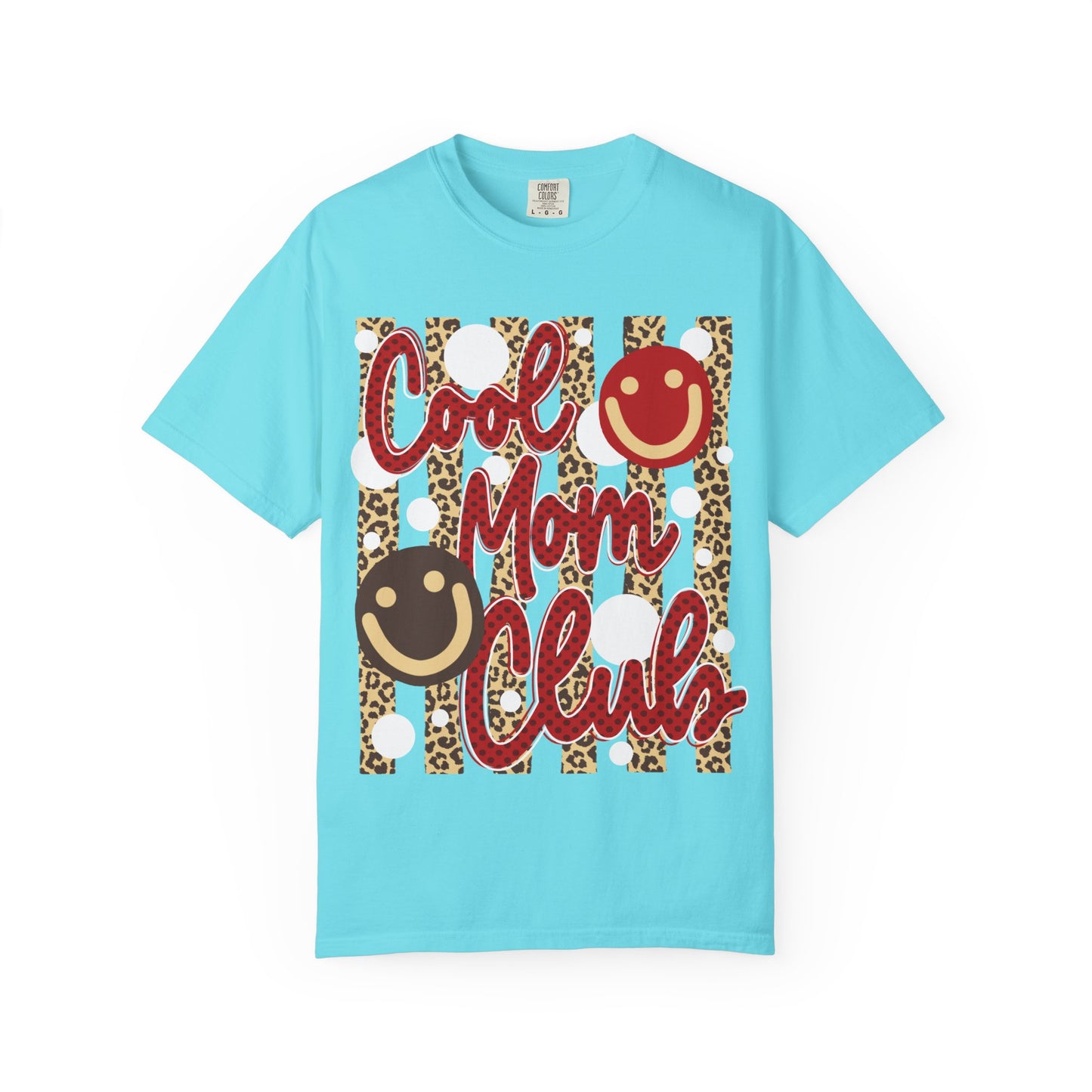 Cool Mom Club T-Shirt – Leopard Print Smiley Graphic Tee for Moms