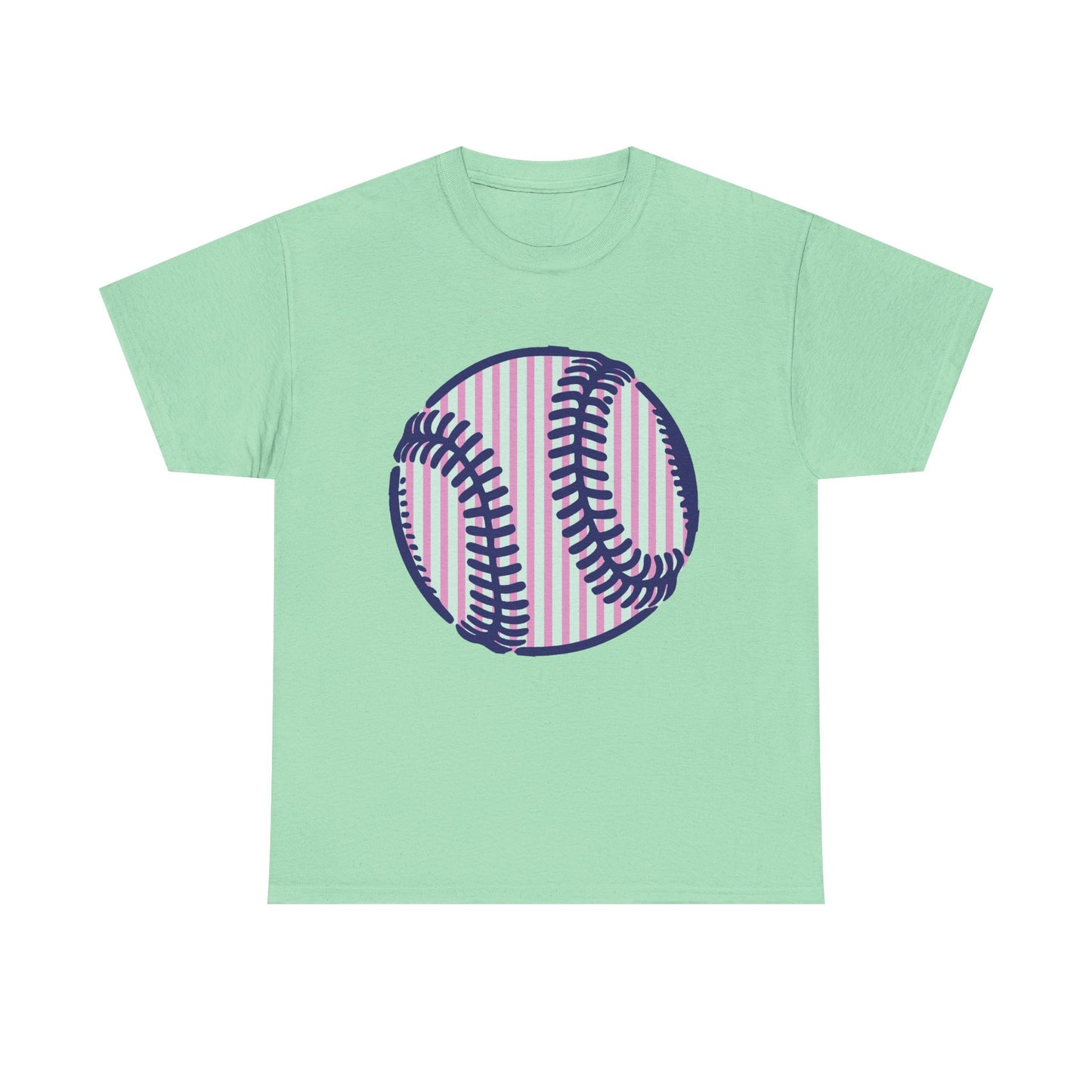 Baseball Graphic Tee — Pink Striped Ball Design