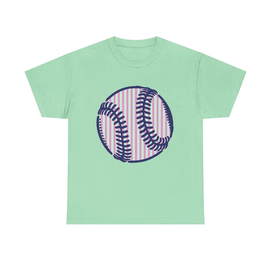 Baseball Graphic Tee — Pink Striped Ball Design
