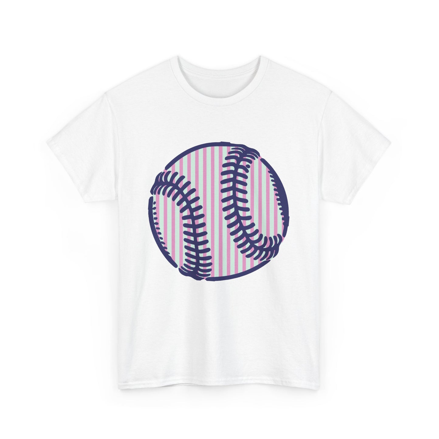 Baseball Graphic Tee — Pink Striped Ball Design
