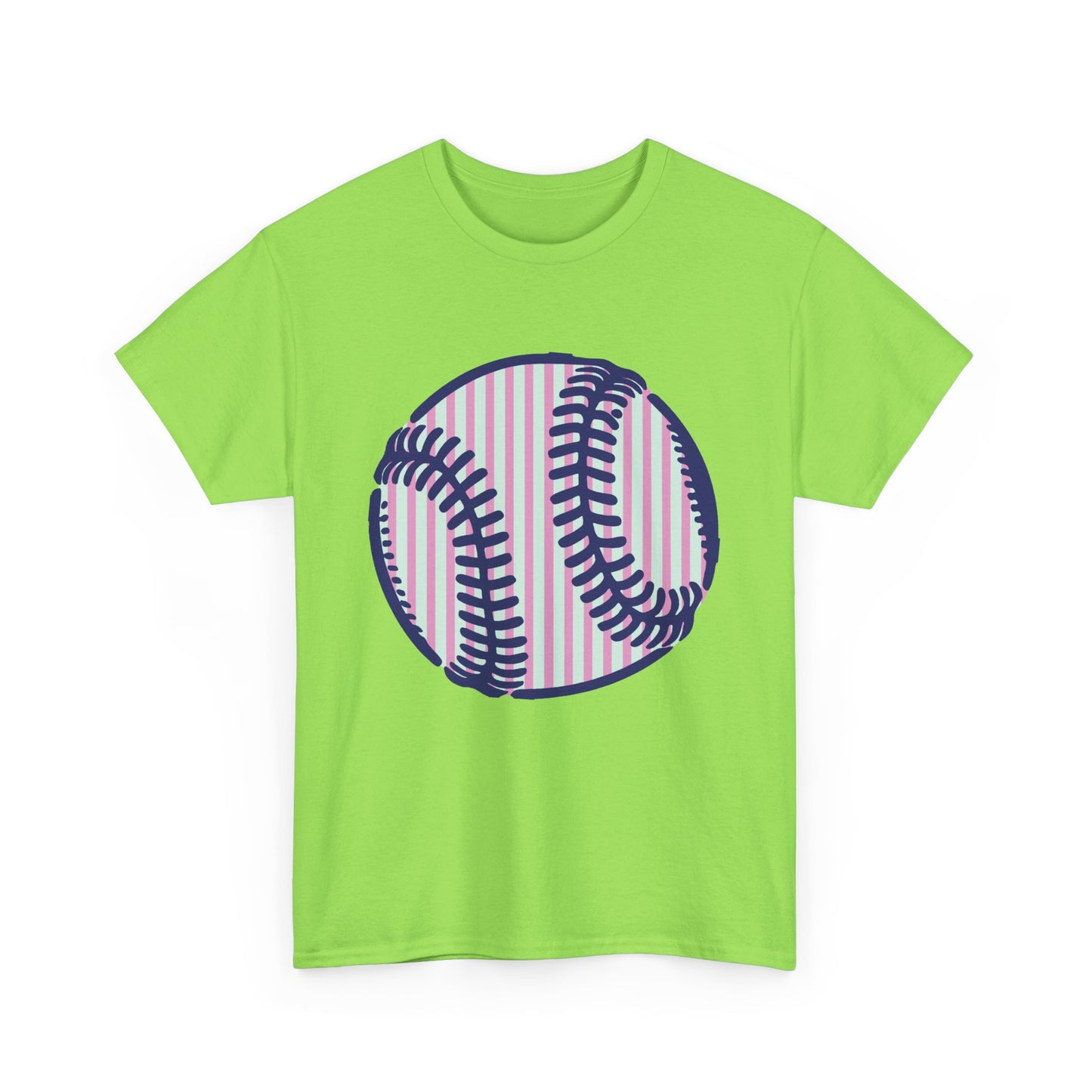 Baseball Graphic Tee — Pink Striped Ball Design