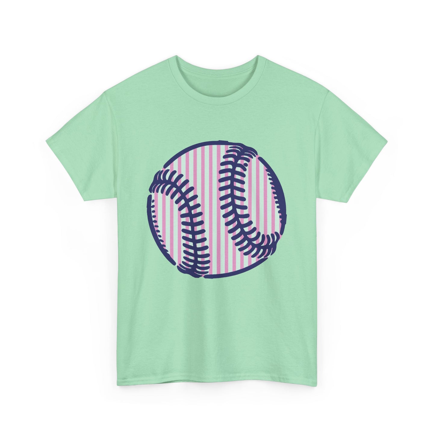 Baseball Graphic Tee — Pink Striped Ball Design