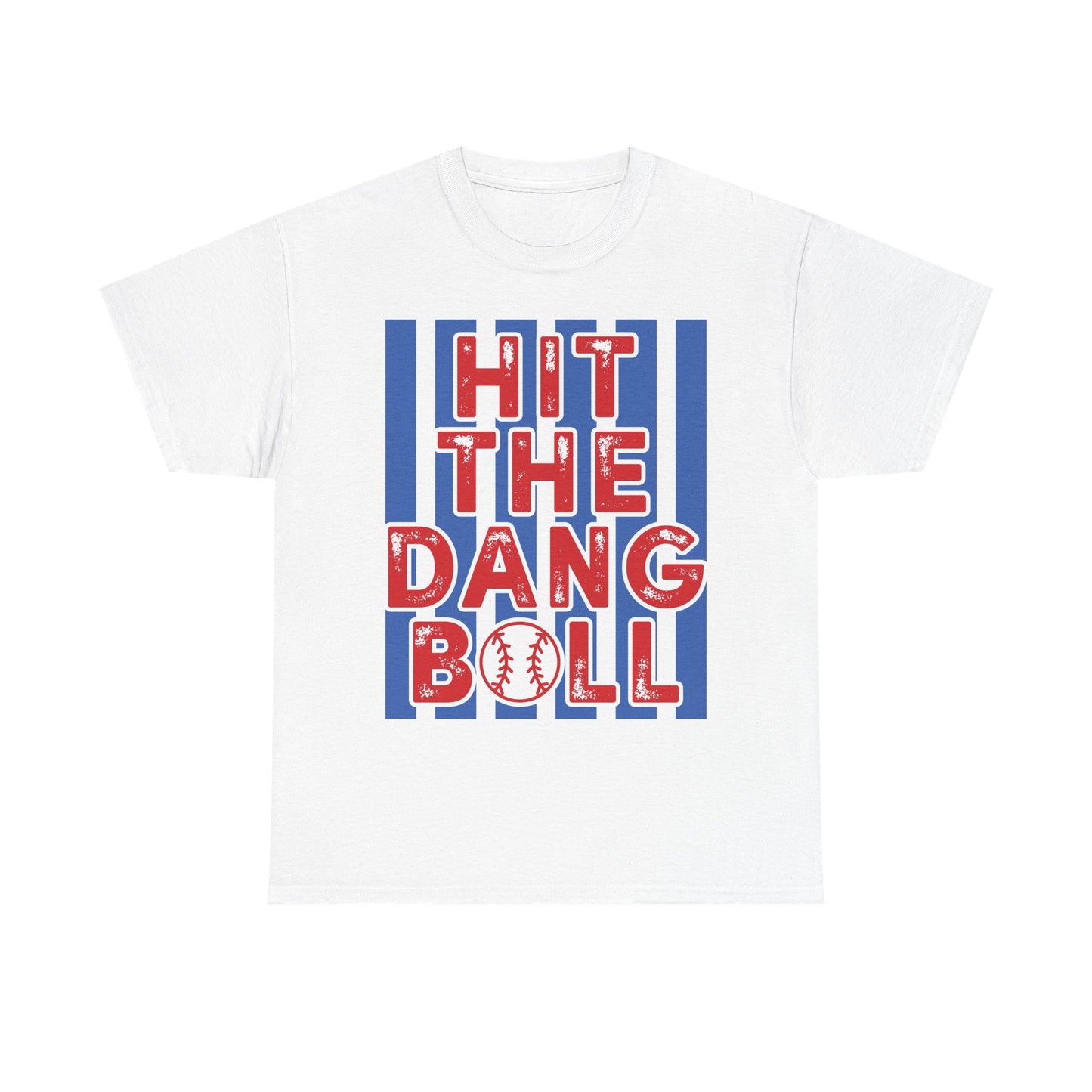 Baseball 'Hit The Dang Ball' Graphic Tee — Retro Striped Sports Shirt