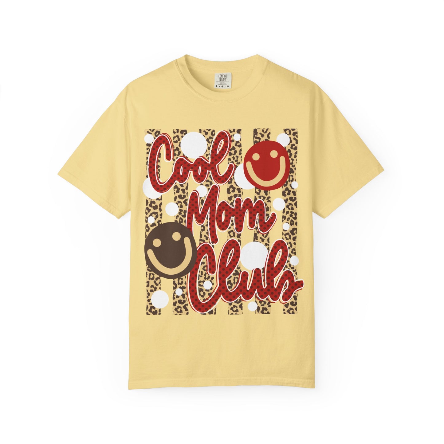 Cool Mom Club T-Shirt – Leopard Print Smiley Graphic Tee for Moms