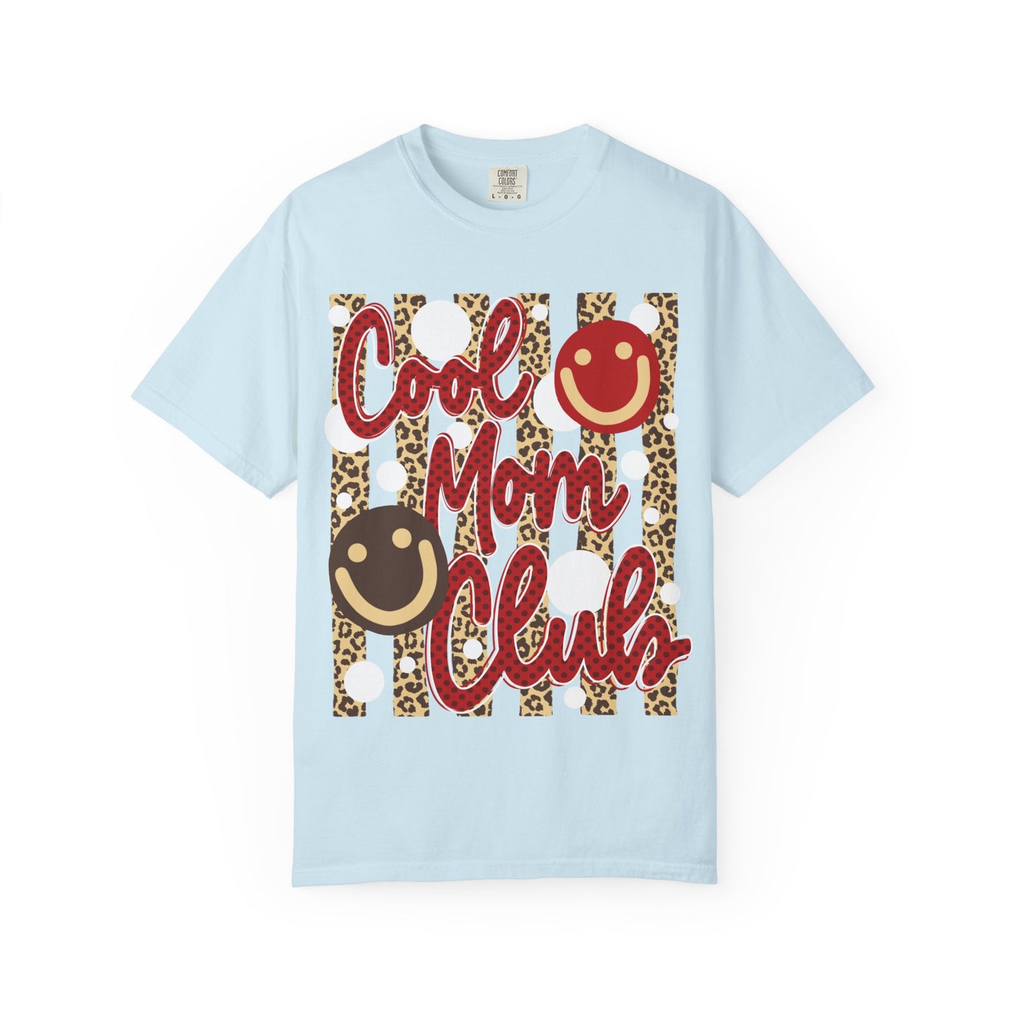Cool Mom Club T-Shirt – Leopard Print Smiley Graphic Tee for Moms