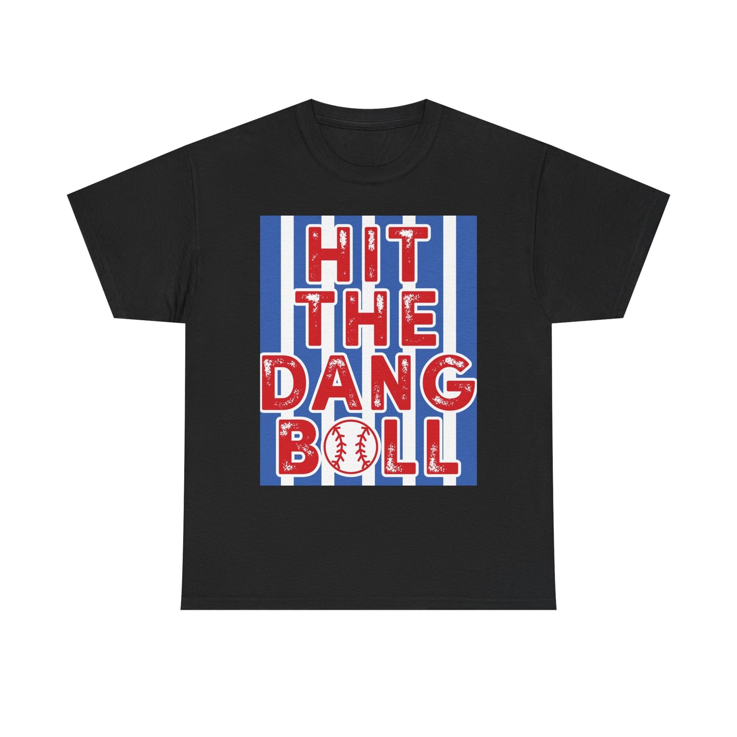 Baseball 'Hit The Dang Ball' Graphic Tee — Retro Striped Sports Shirt