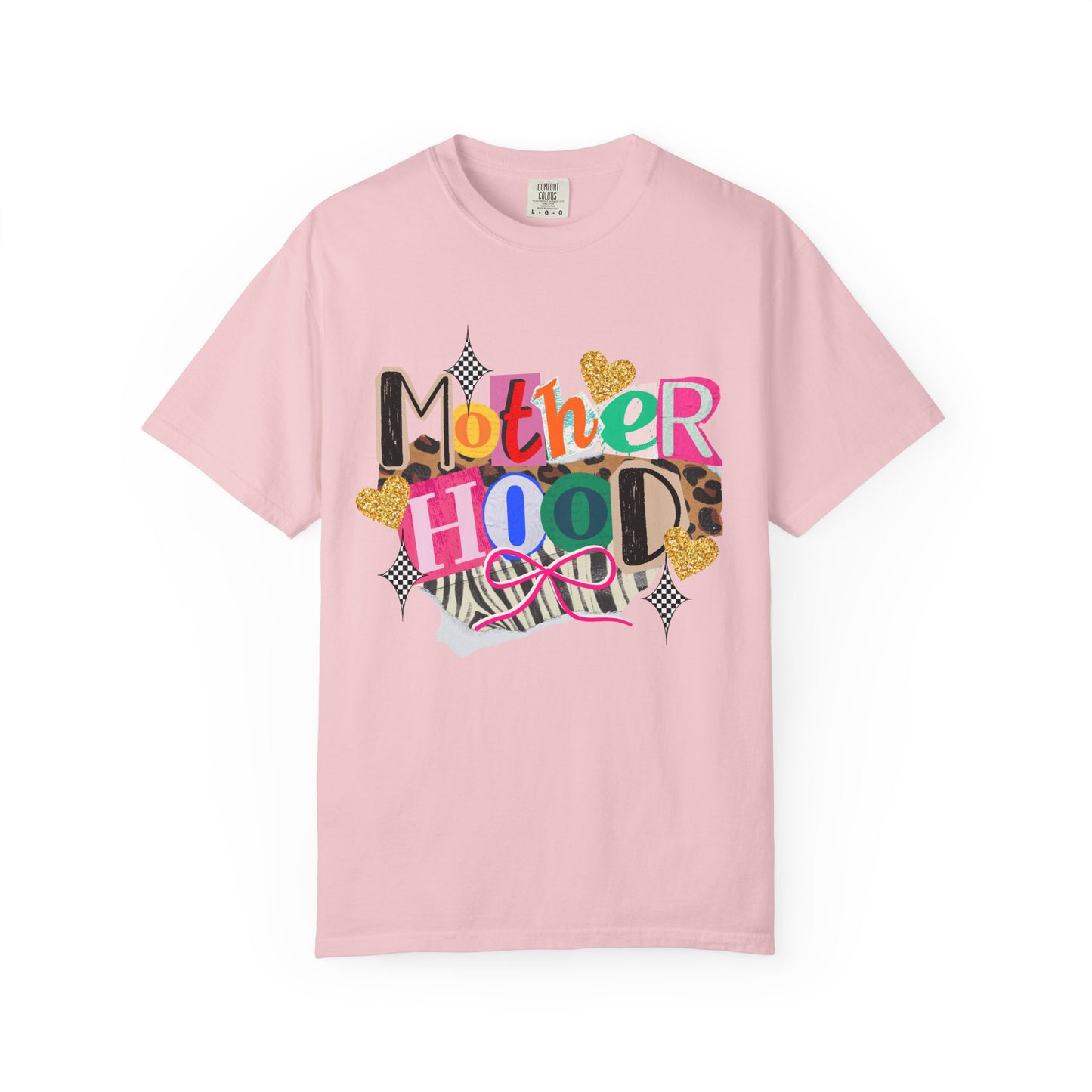 Motherhood Graphic T-Shirt — Colorful Leopard & Ribbon Mom Tee