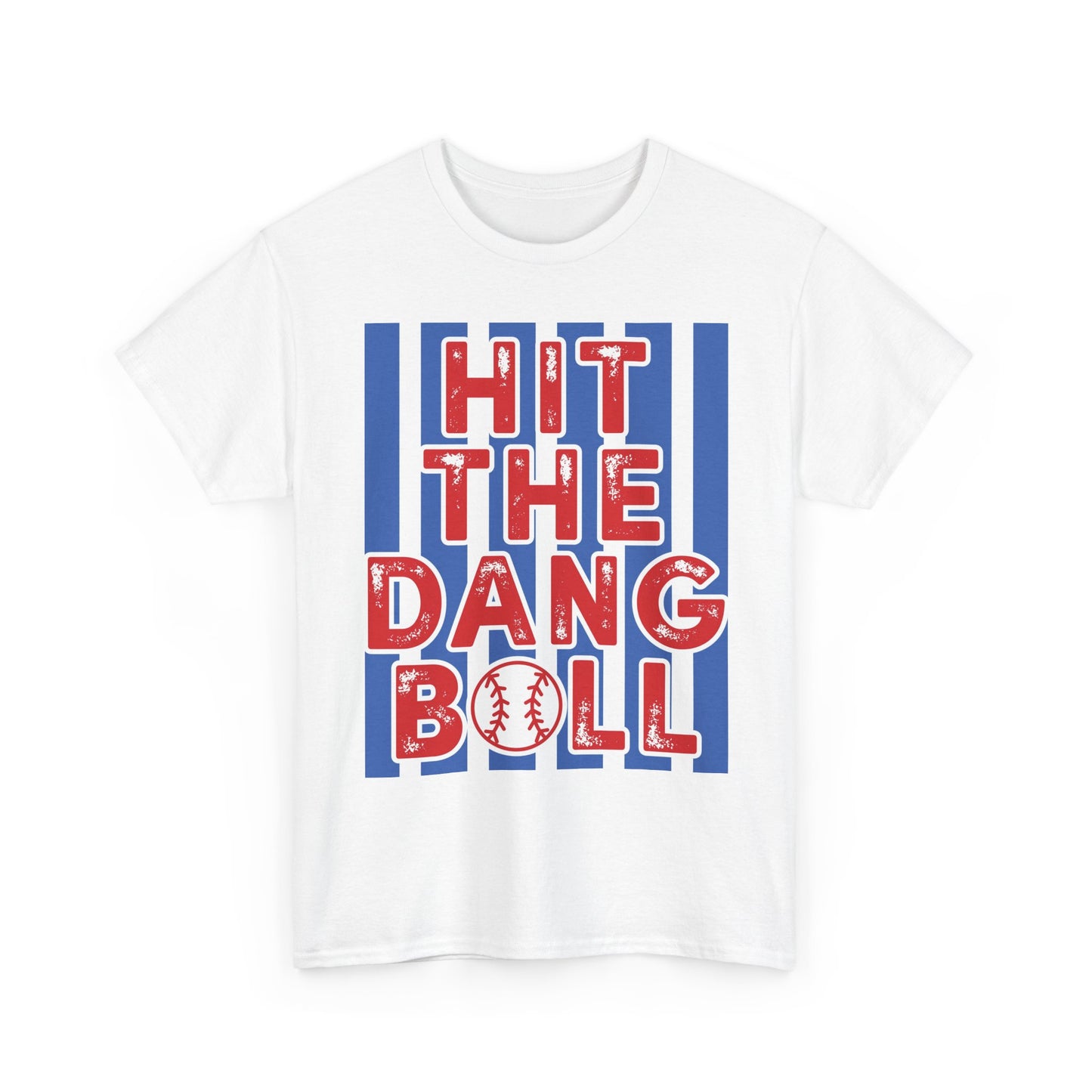 Baseball 'Hit The Dang Ball' Graphic Tee — Retro Striped Sports Shirt