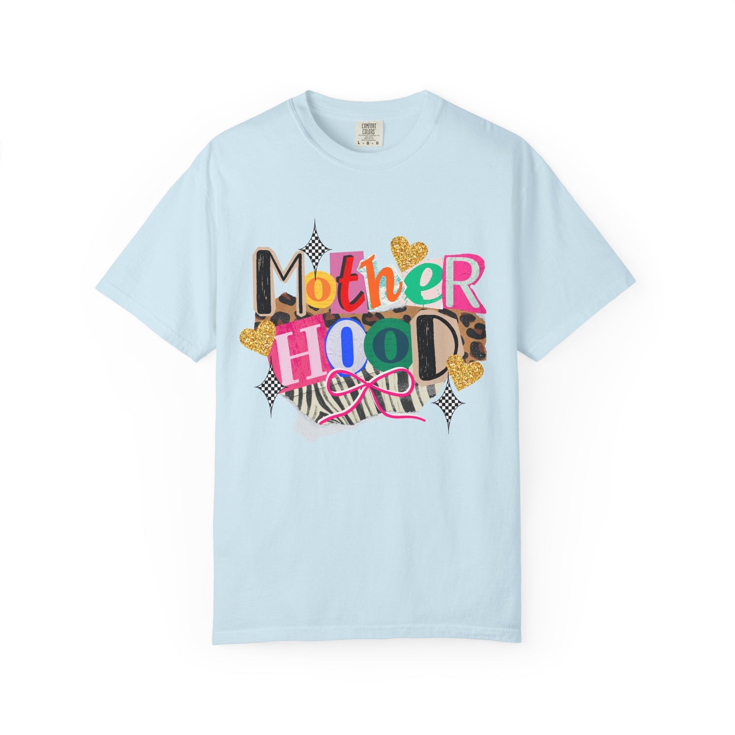 Motherhood Graphic T-Shirt — Colorful Leopard & Ribbon Mom Tee