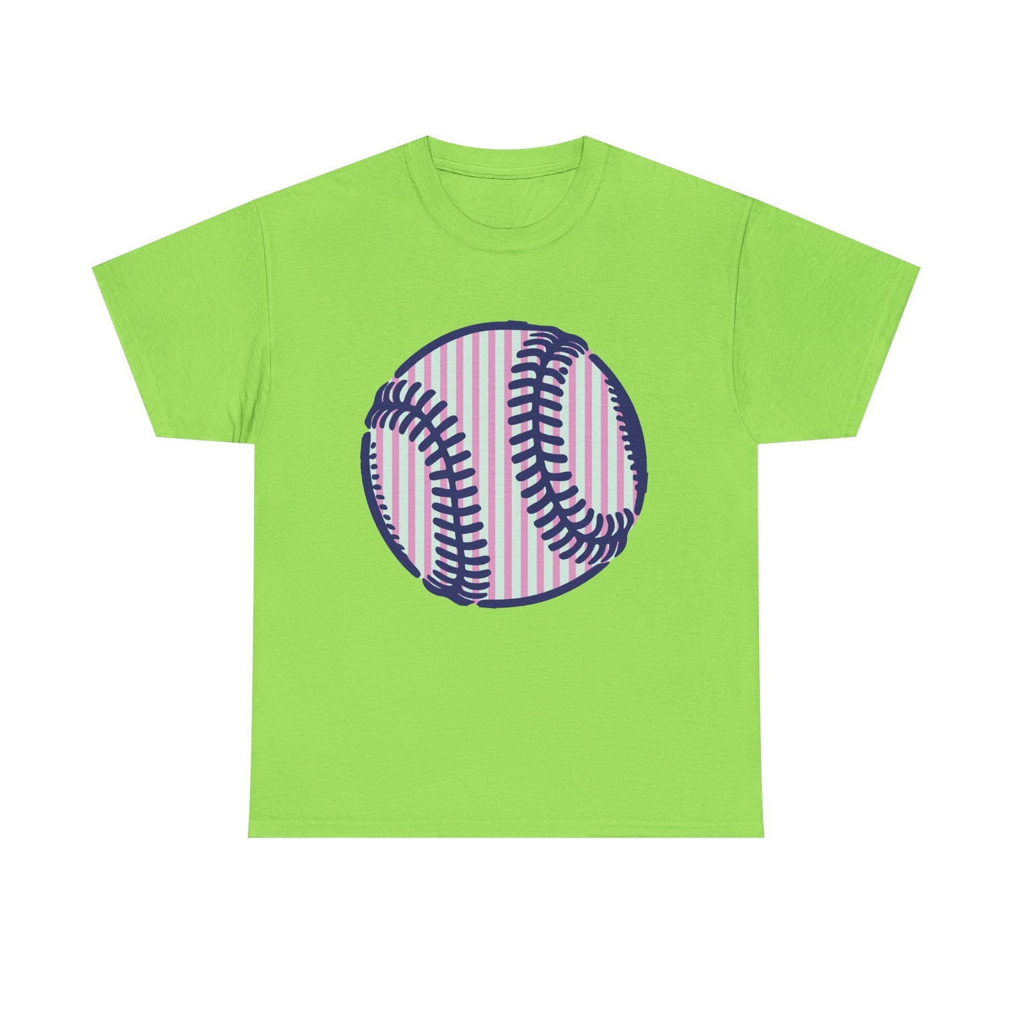 Baseball Graphic Tee — Pink Striped Ball Design