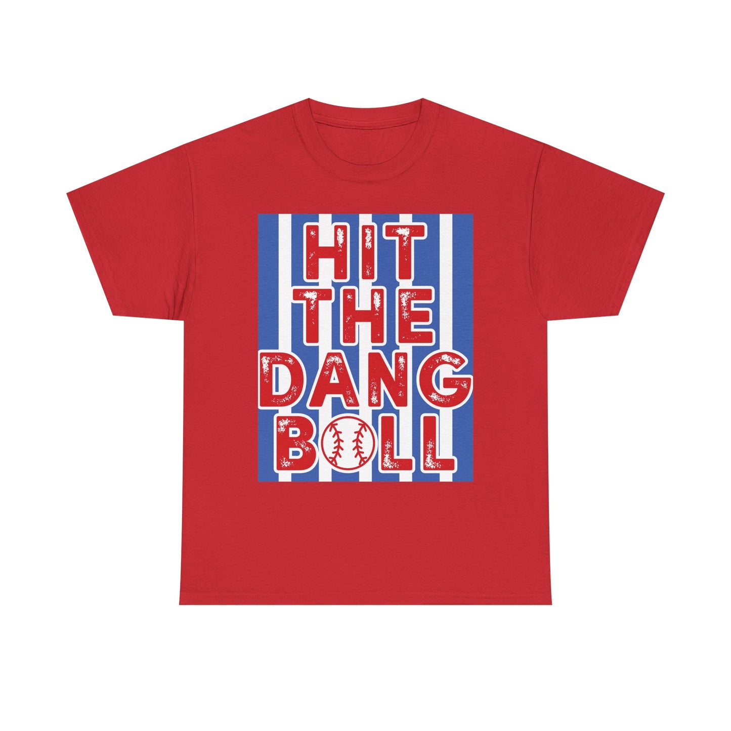 Baseball 'Hit The Dang Ball' Graphic Tee — Retro Striped Sports Shirt