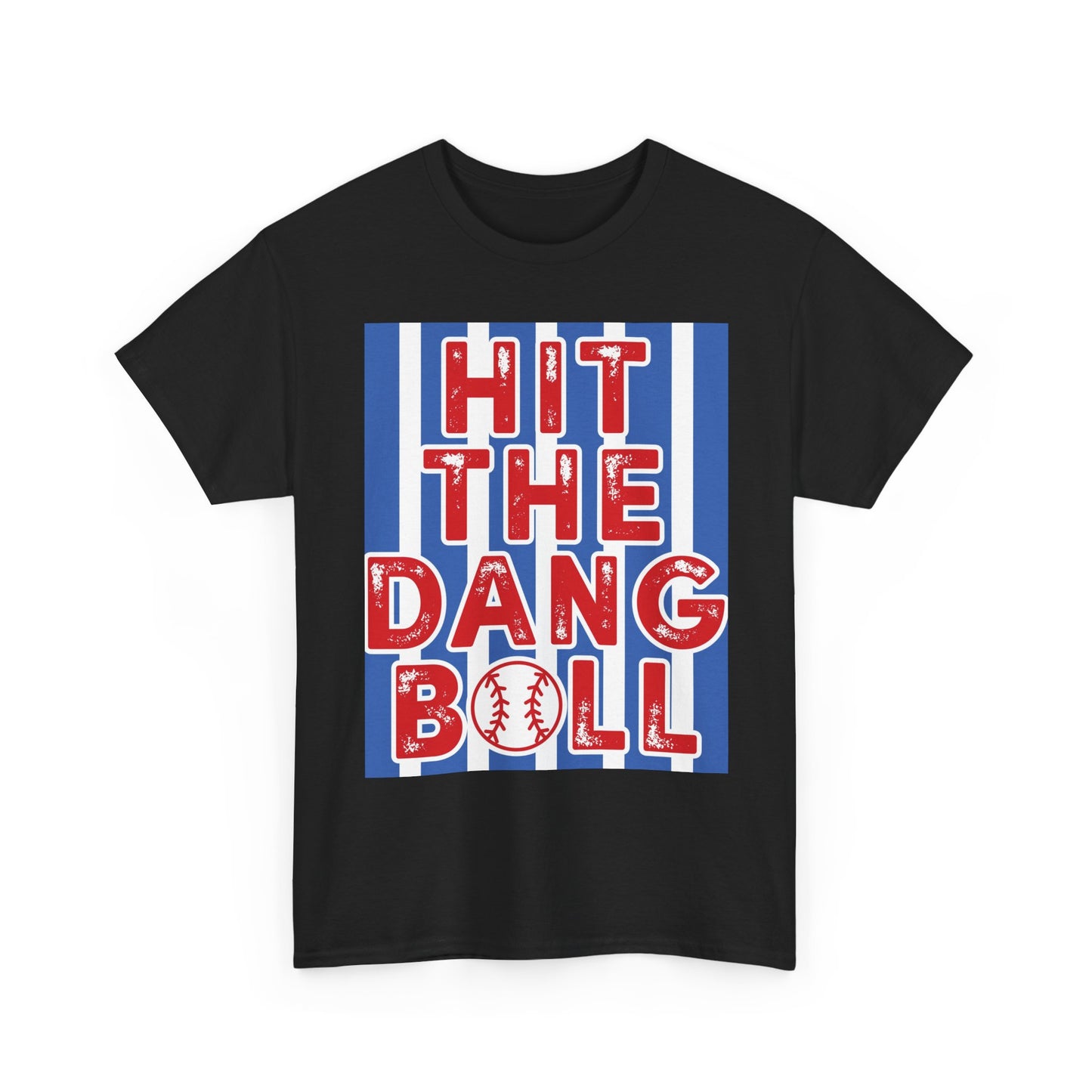 Baseball 'Hit The Dang Ball' Graphic Tee — Retro Striped Sports Shirt