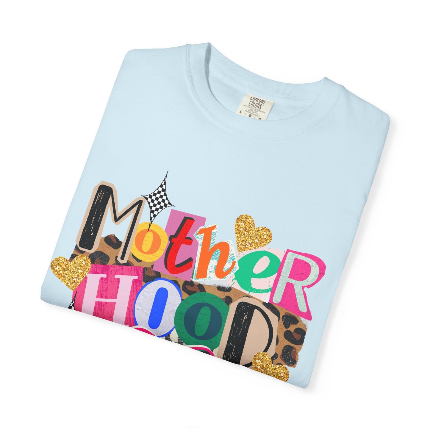 Motherhood Graphic T-Shirt — Colorful Leopard & Ribbon Mom Tee