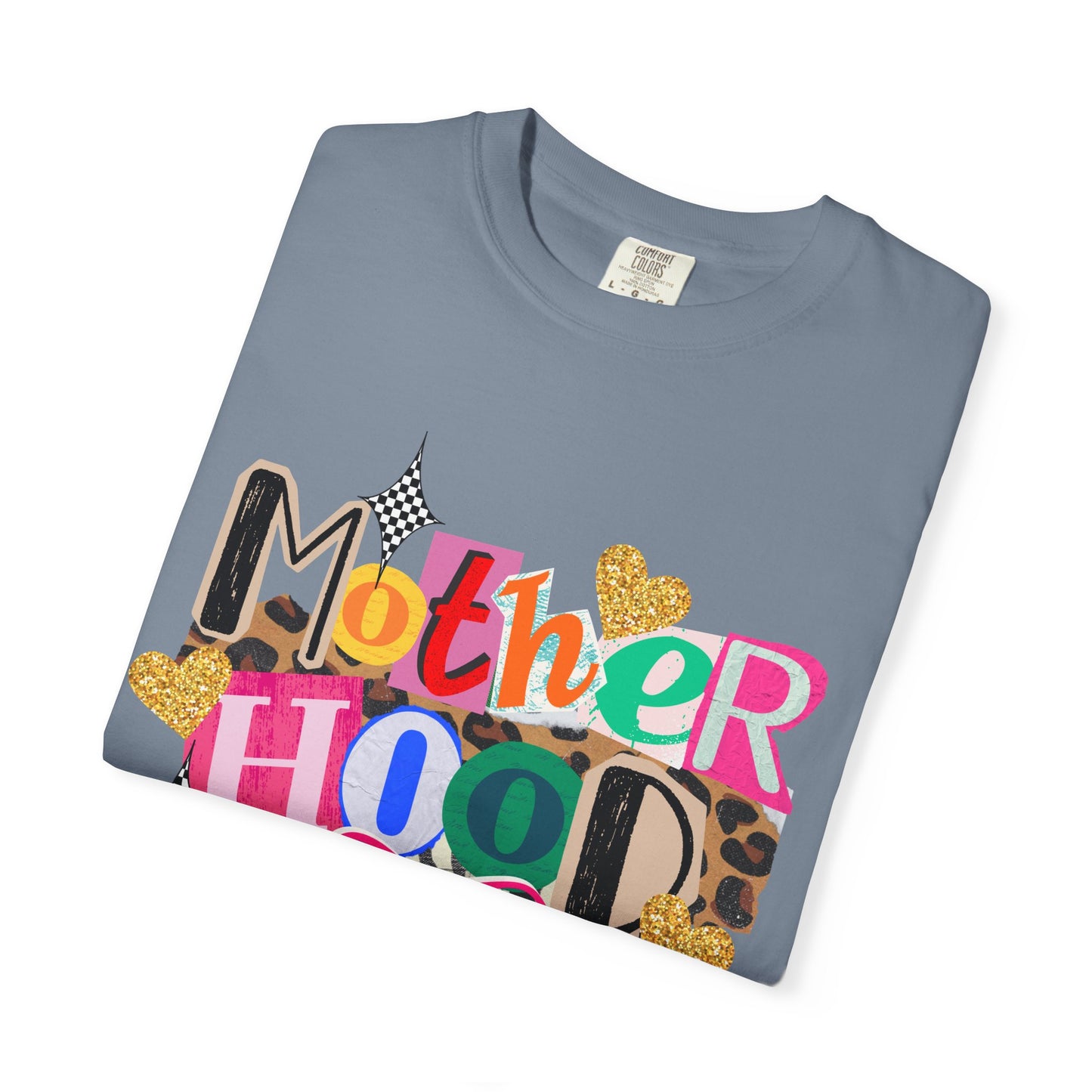 Motherhood Graphic T-Shirt — Colorful Leopard & Ribbon Mom Tee