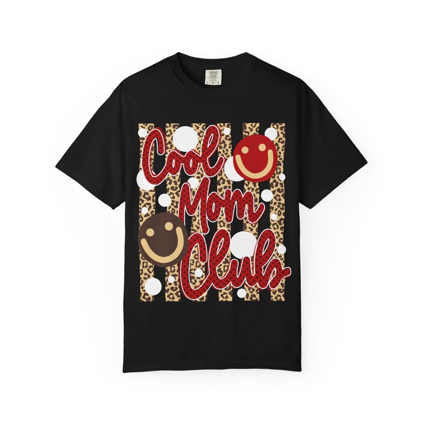 Cool Mom Club T-Shirt – Leopard Print Smiley Graphic Tee for Moms