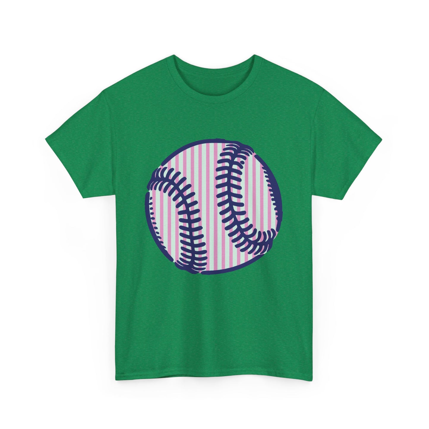 Baseball Graphic Tee — Pink Striped Ball Design