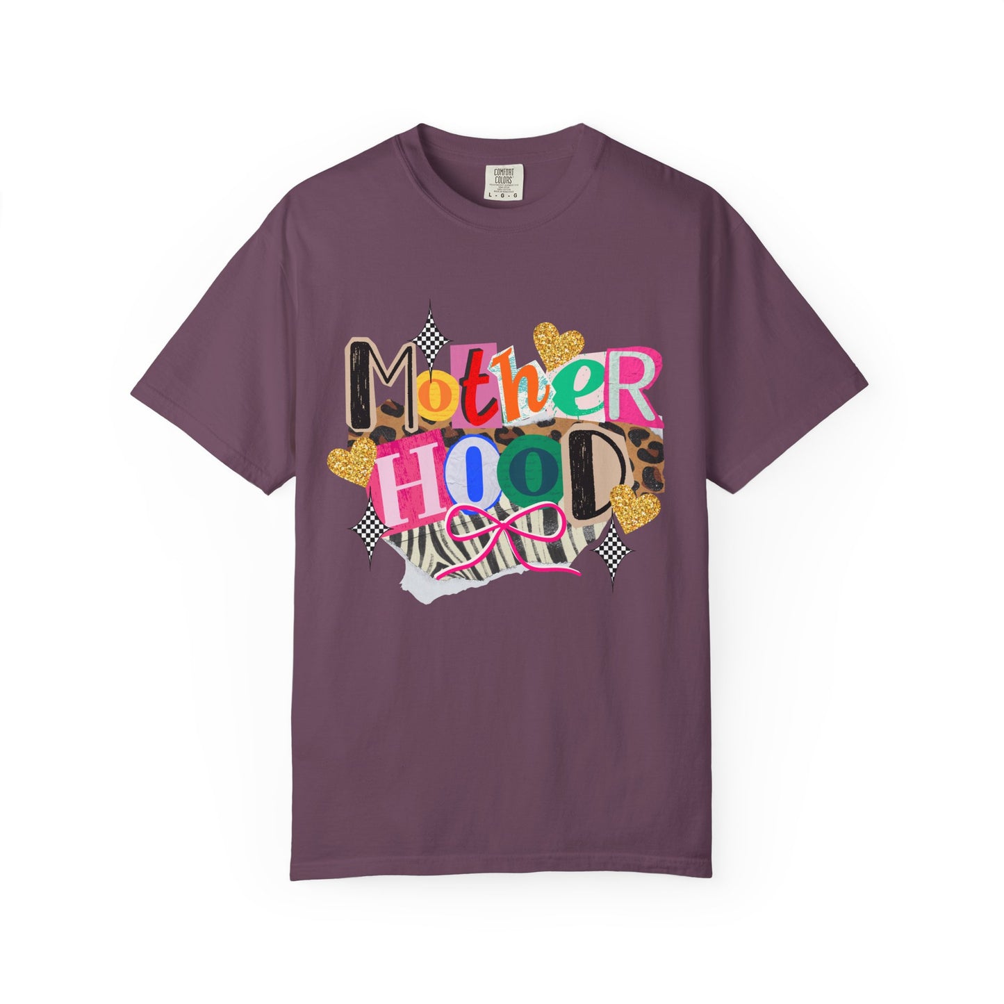 Motherhood Graphic T-Shirt — Colorful Leopard & Ribbon Mom Tee