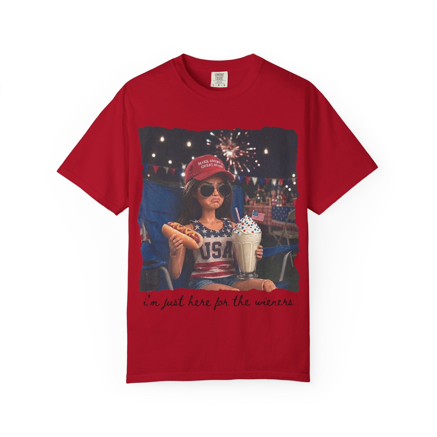 Fourth of July Fair T‑Shirt — “I’m Just Here for the Wieners” Americana Festival Tee